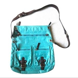 Tano Hobo Aqua Leather Cross Body Bag